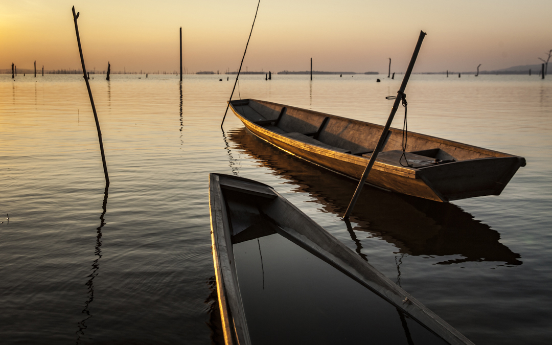 Boats at sunset-Northern Loas